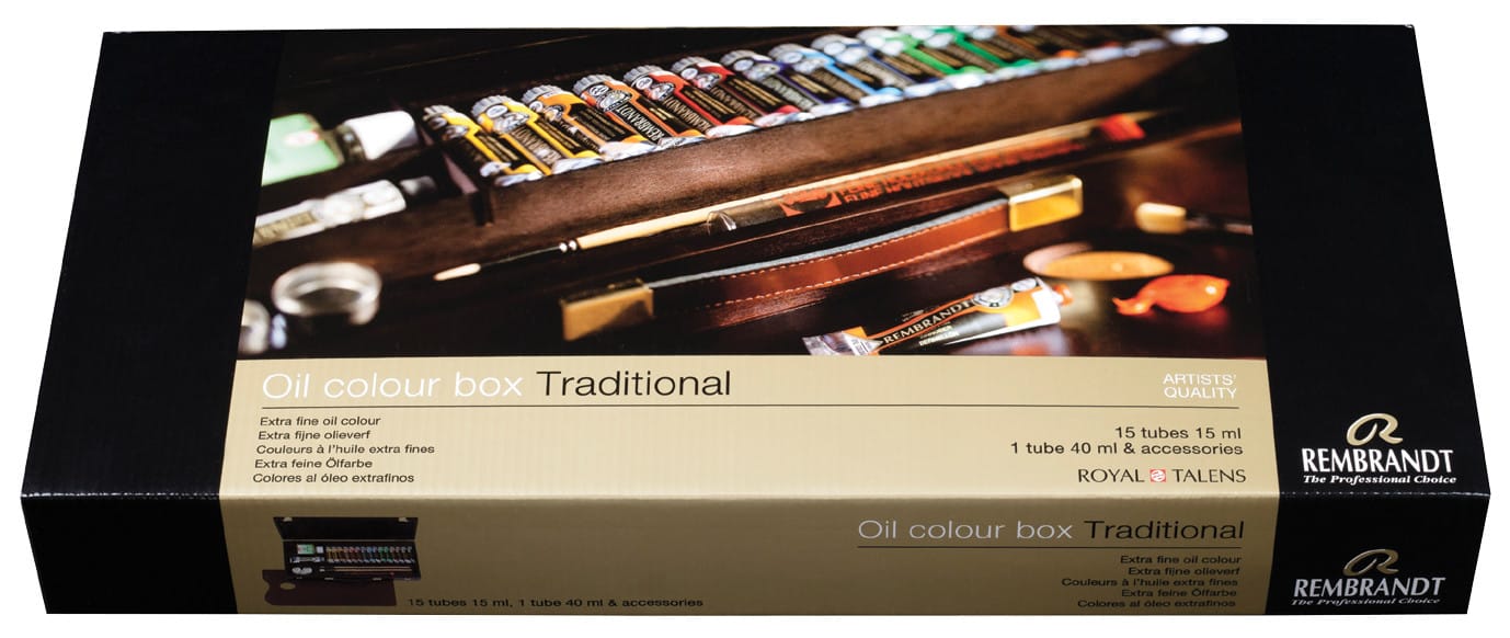8712079319298 Rembrandt Oil colour wooden box set Traditional | 15 x 15 ml + 1 x 40 ml + accessories - Görsel 1