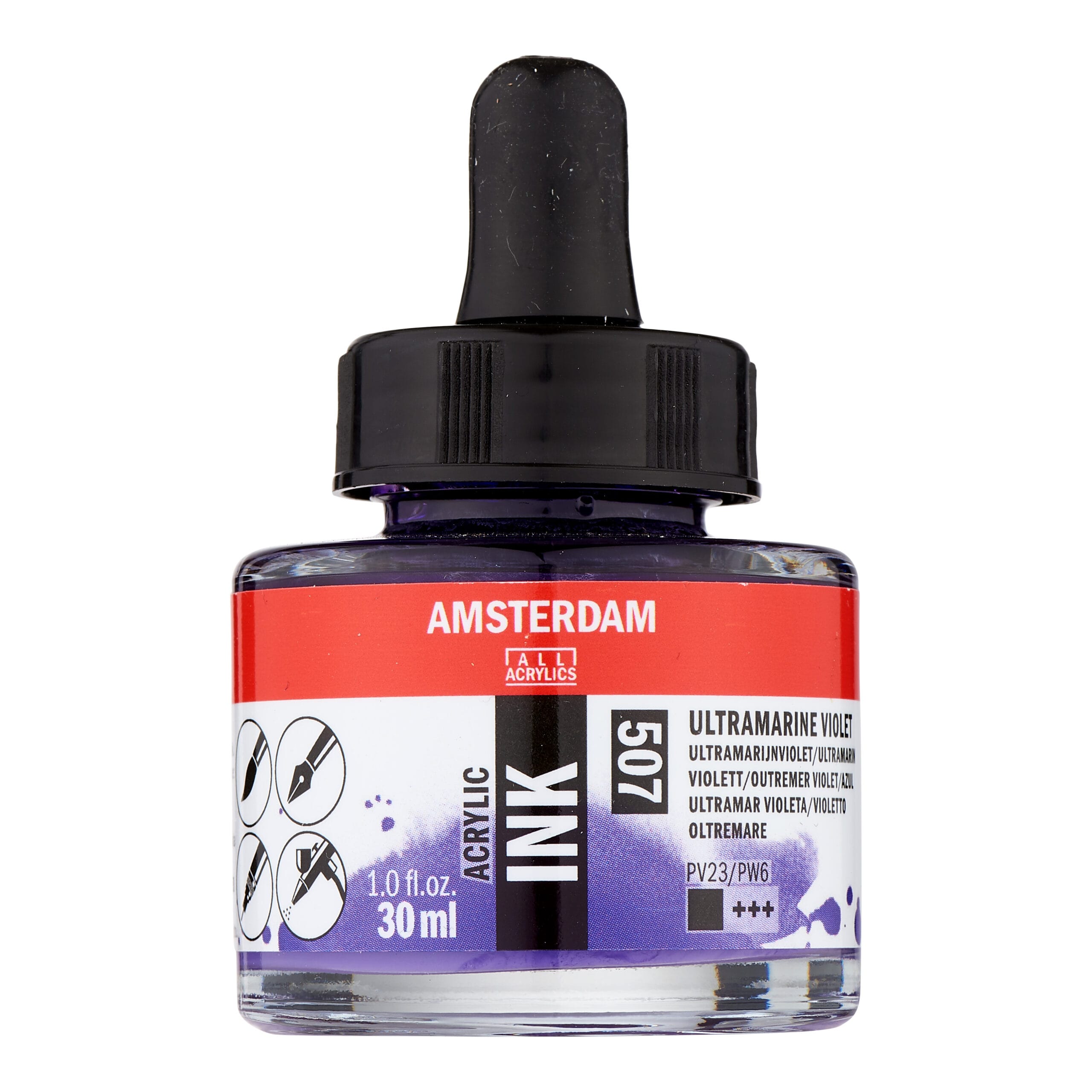 8712079389673 Amsterdam Acrylic Ink Bottle 30 ml Ultramarine Violet 507 - Görsel 1