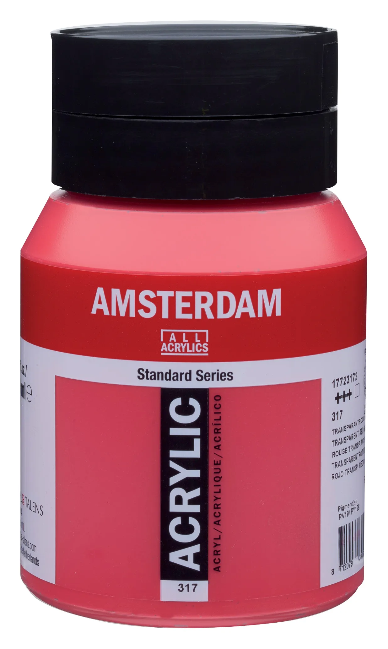 Amsterdam Standard Series Acrylic Jar 500 ml Transparent Red Medium 317 - Görsel 1