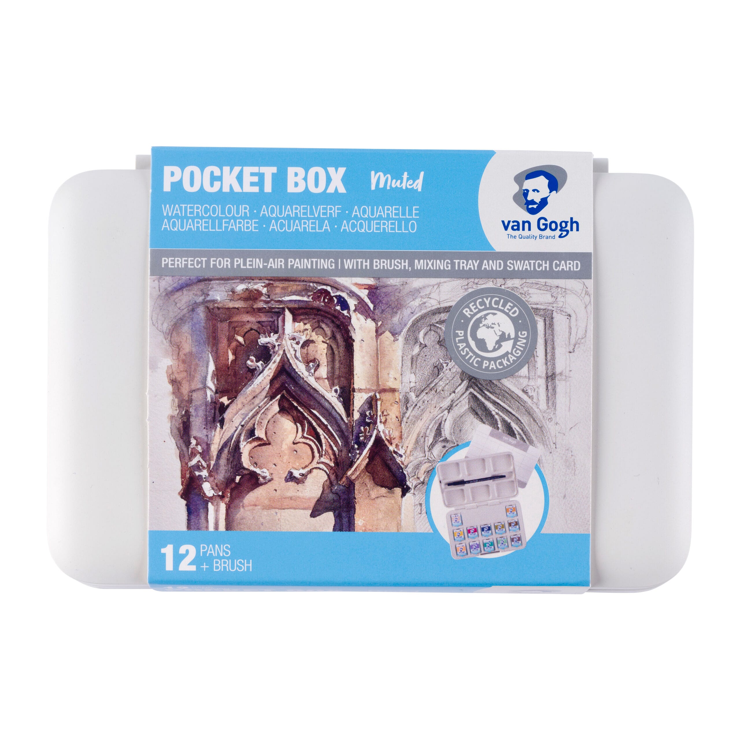 Van Gogh Watercolour Pocketbox12 Pans Muted Colours Van Gogh Watercolour pocket box muted colours | 12 half pans - Görsel 1